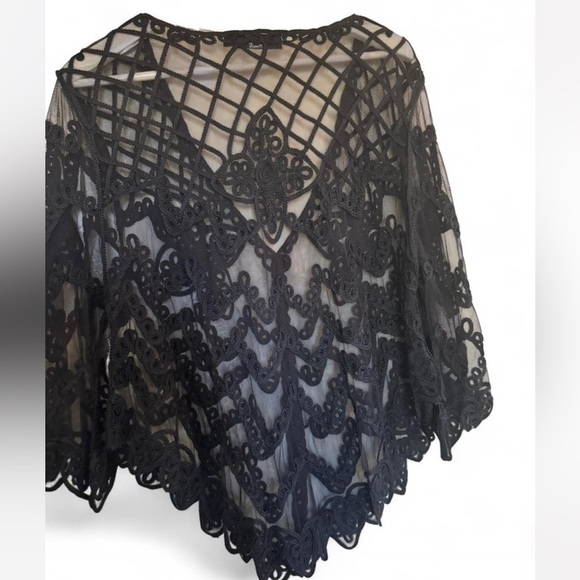 Pretty Angel Black Lace Silk blend button up cardigan . - Picture 7 of 7